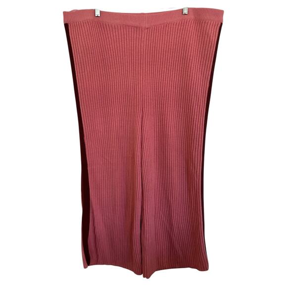 Eloquii Pink Ribbed Side Striped Crop Wide Leg Sweater Pants Size 26/28 - Picture 3 of 12